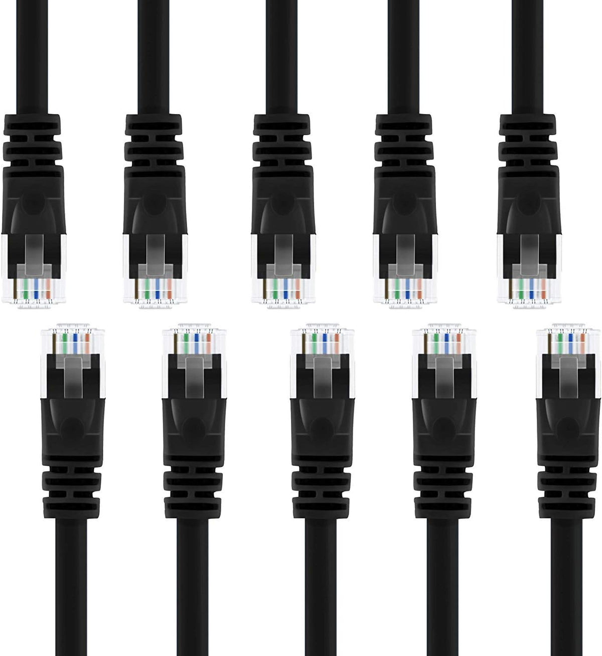 20-Pack Cat5e Ethernet Patch Cable 10 Feet Black L6196