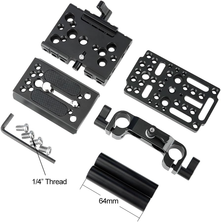 15mm Rail Riser Rig System Quick Release Base Kit with QR Plate Rod Riser Clamp Short Rods G78132