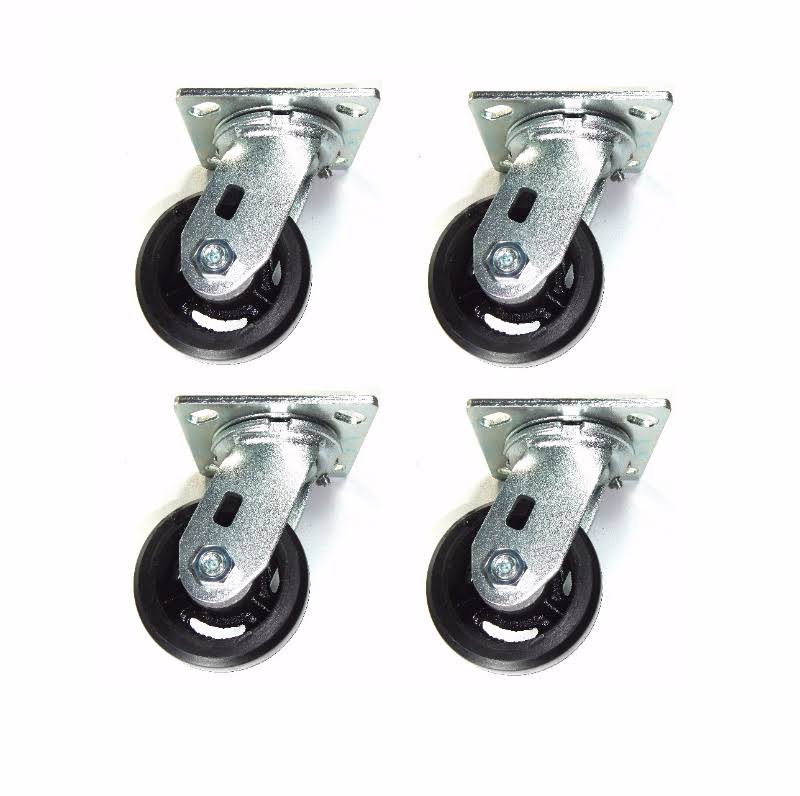 Casters with Black Rubber Wheel and Plate P4466