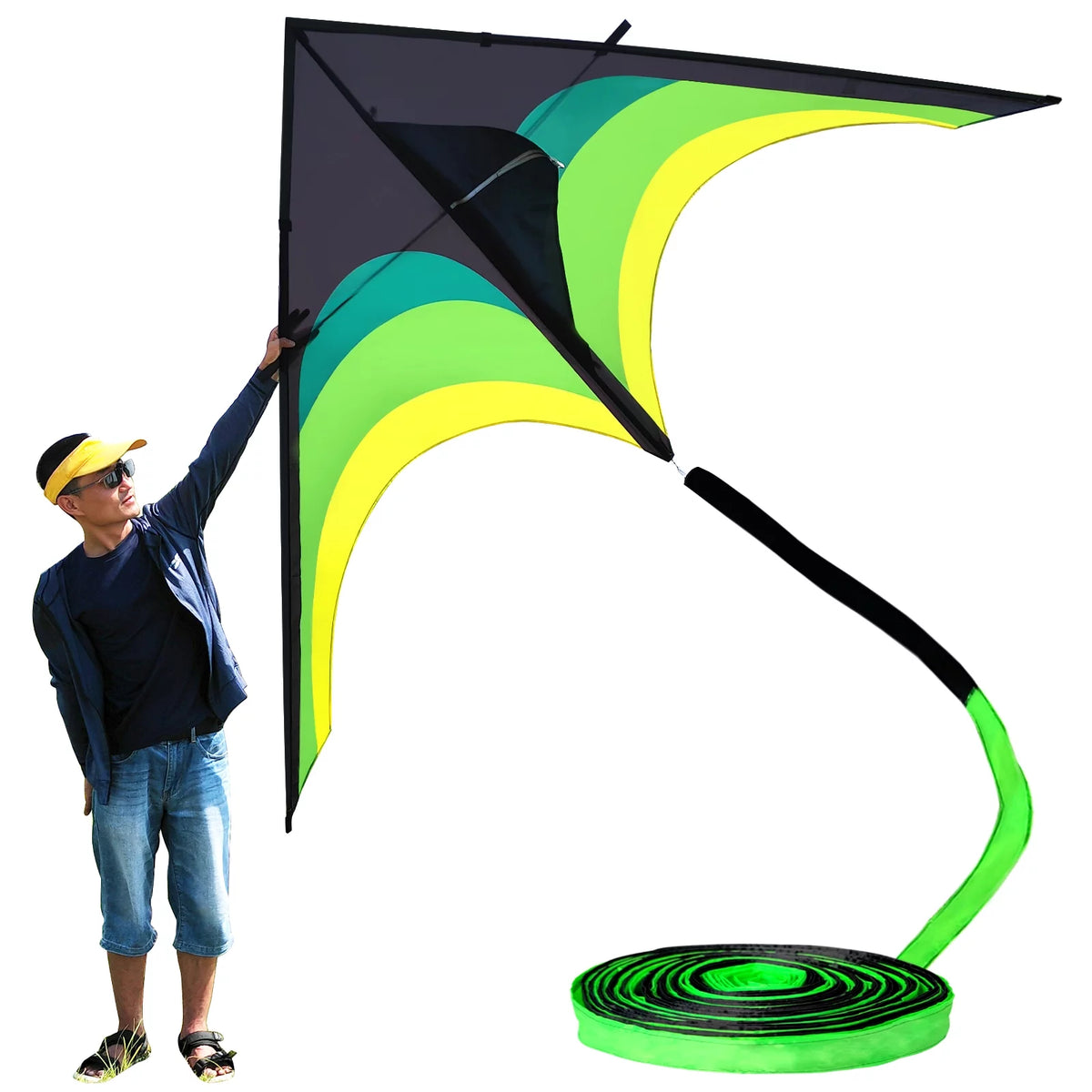 Black Green Giant Delta Kite R42908