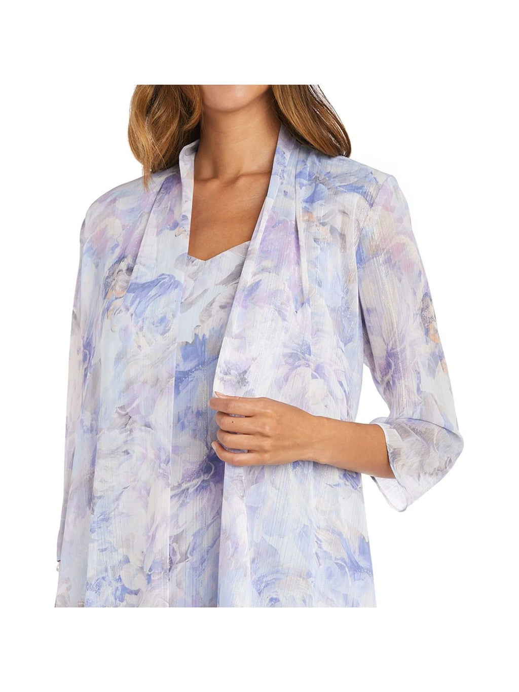 Light Blue Sheer Floral Sleeveless Sweetheart Neckline Knee Length Shift Dress L778550