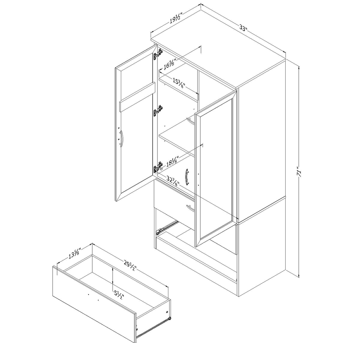Gray Oak Wardrobe Armoire T46979