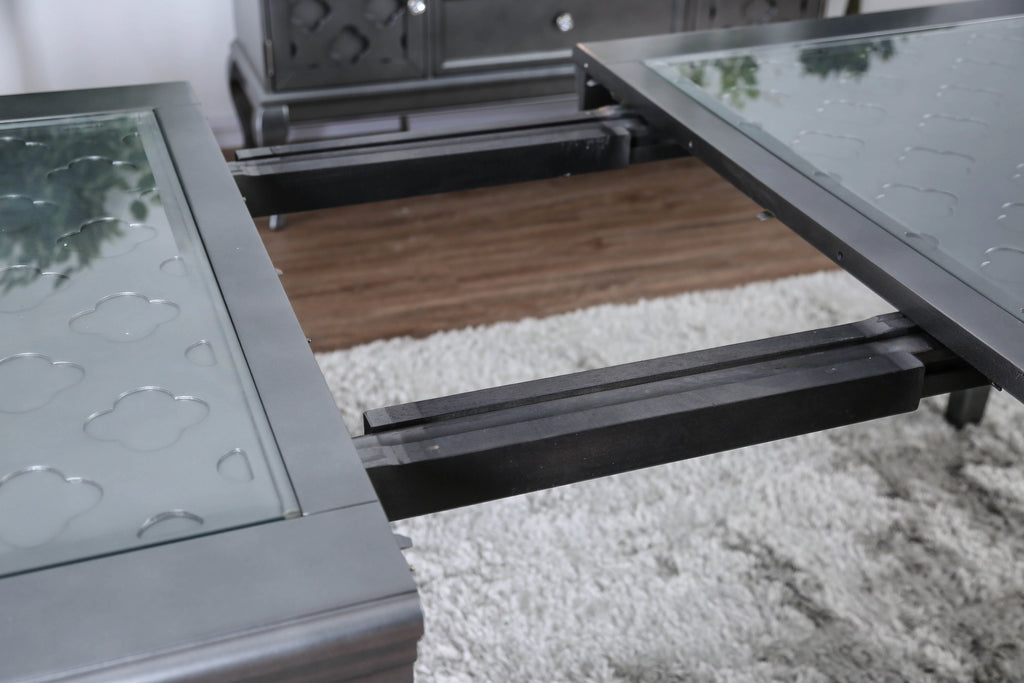 Silver Glass Table with Leaf W511449