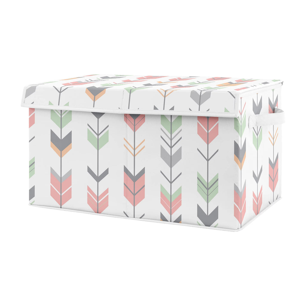 Grey Coral and Mint Storage Fabric Toy Box I83426