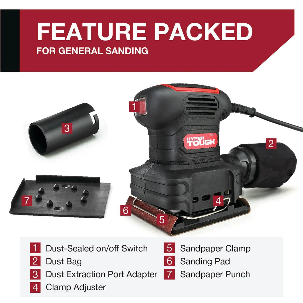 2 Amp Corded 1/4 Sheet Palm Sander with Dust Bag A21814