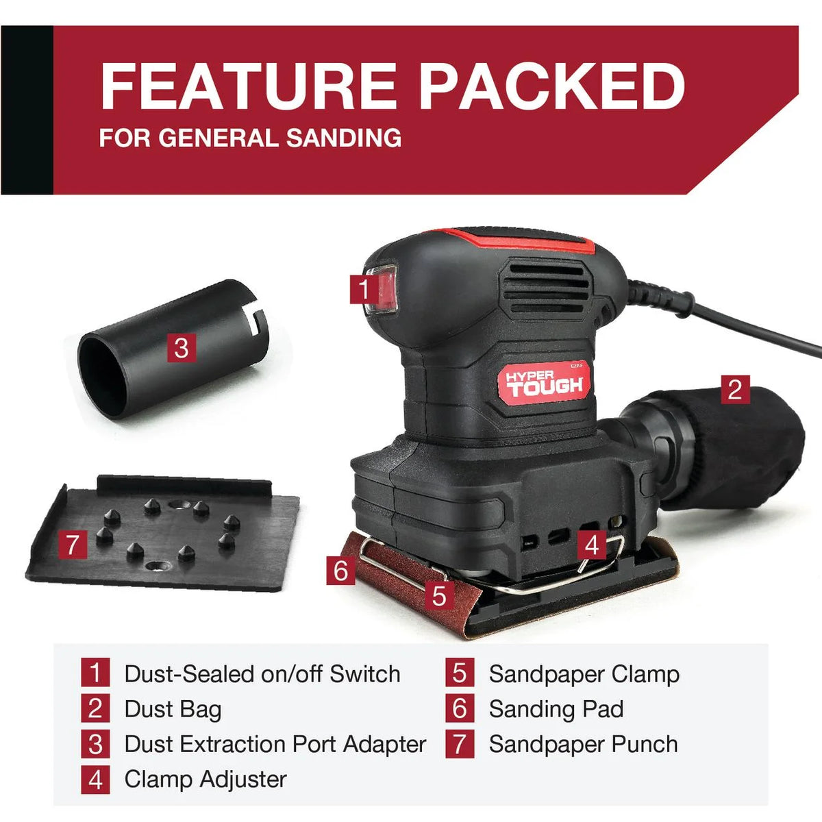 2 Amp Corded 1/4 Sheet Palm Sander with Dust Bag A21814