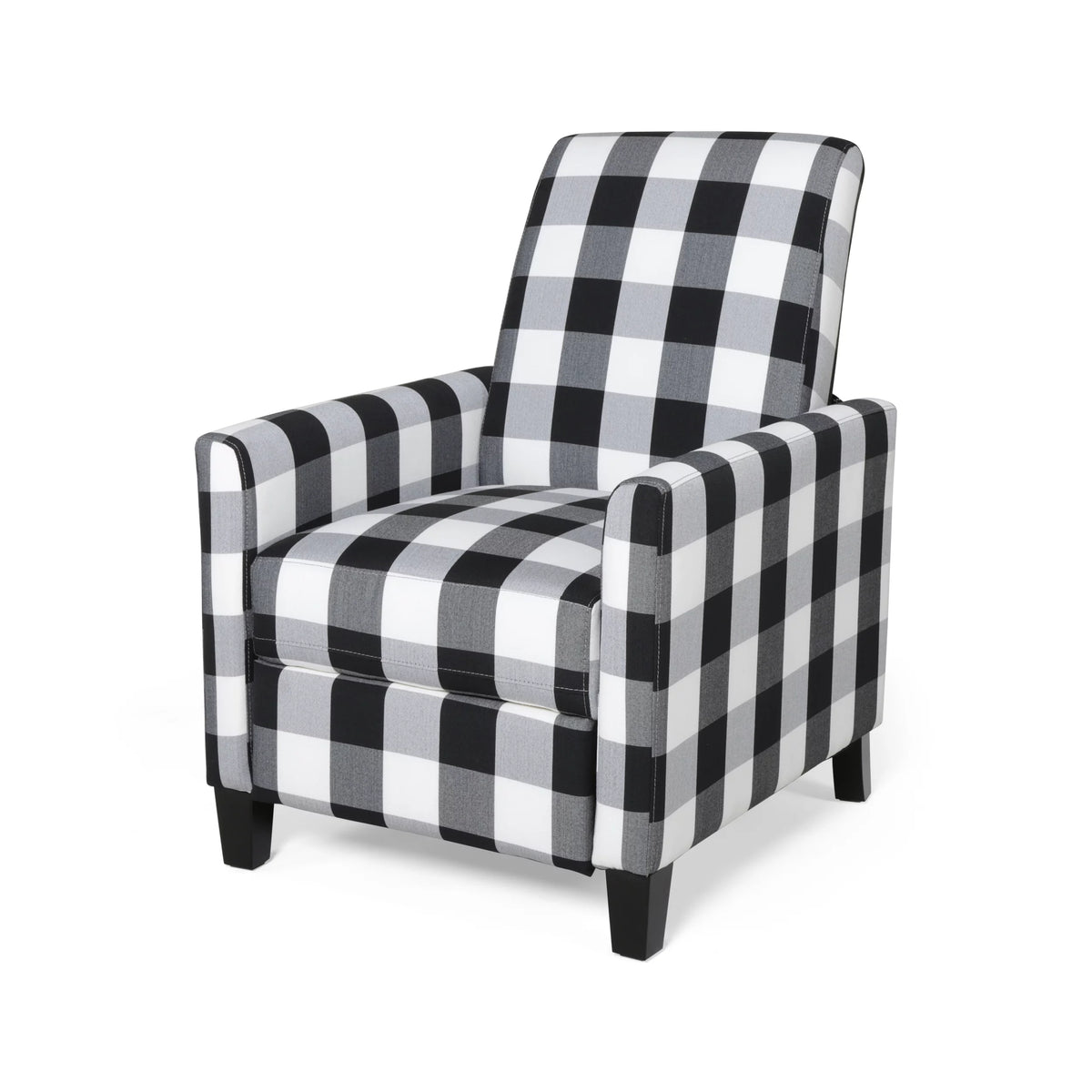 Black Checkerboard Fabric Push Back Recliner R83238