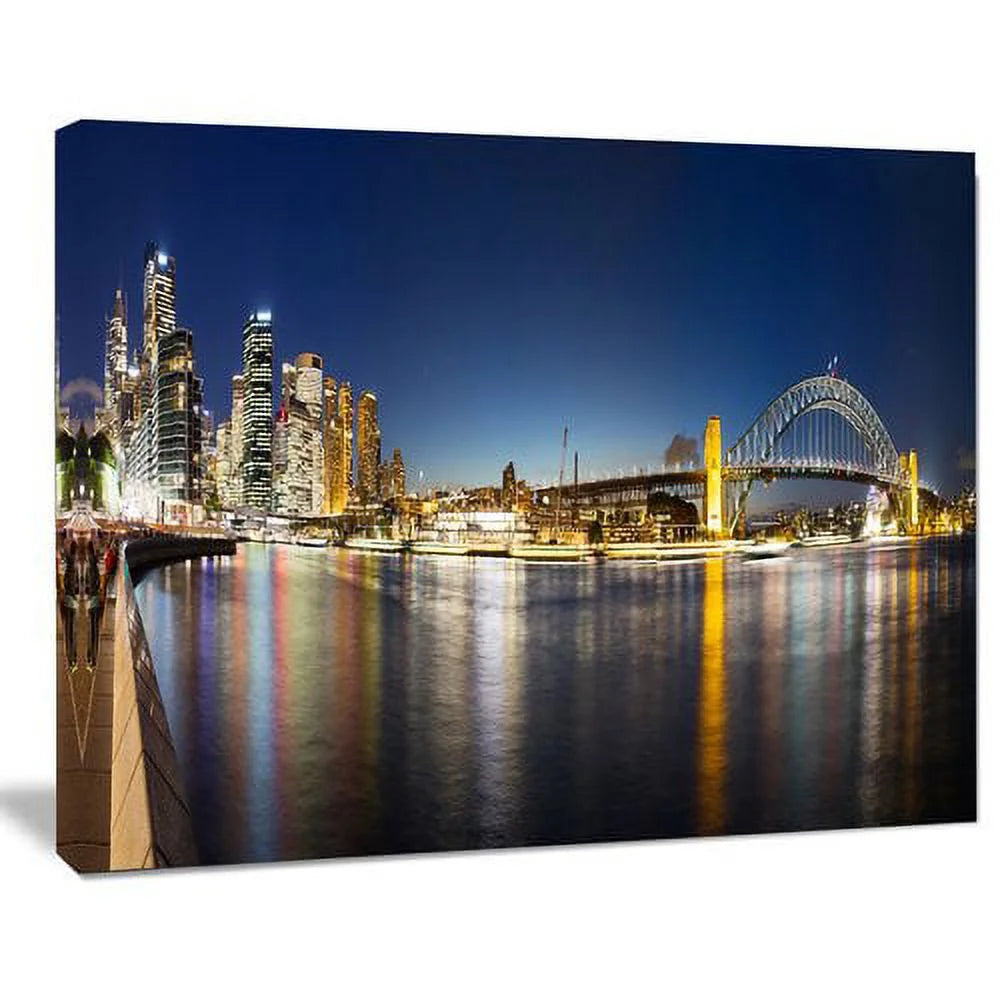 Cityscape Sydney Nightfall Panorama Photographic Print on Wrapped Canvas P427