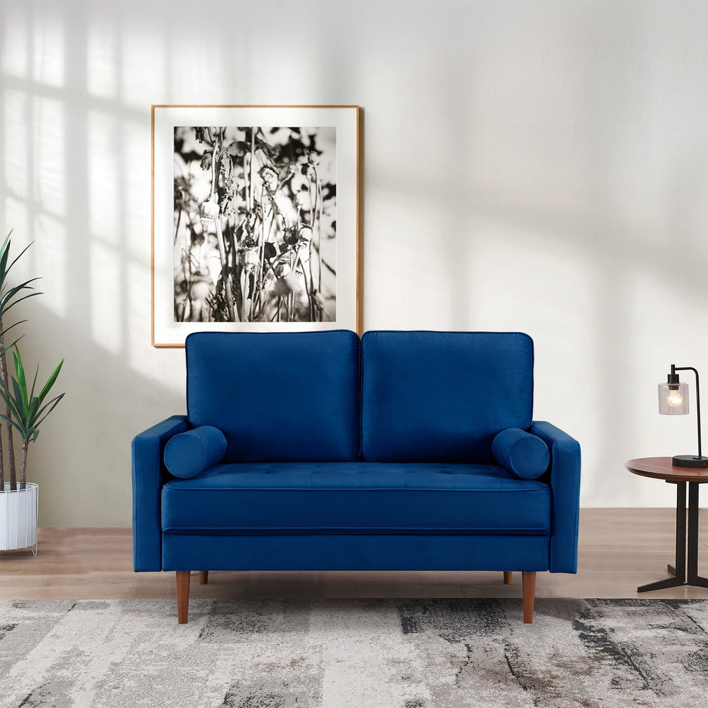 Blue Velvet Tufted Sofa Couch E7568