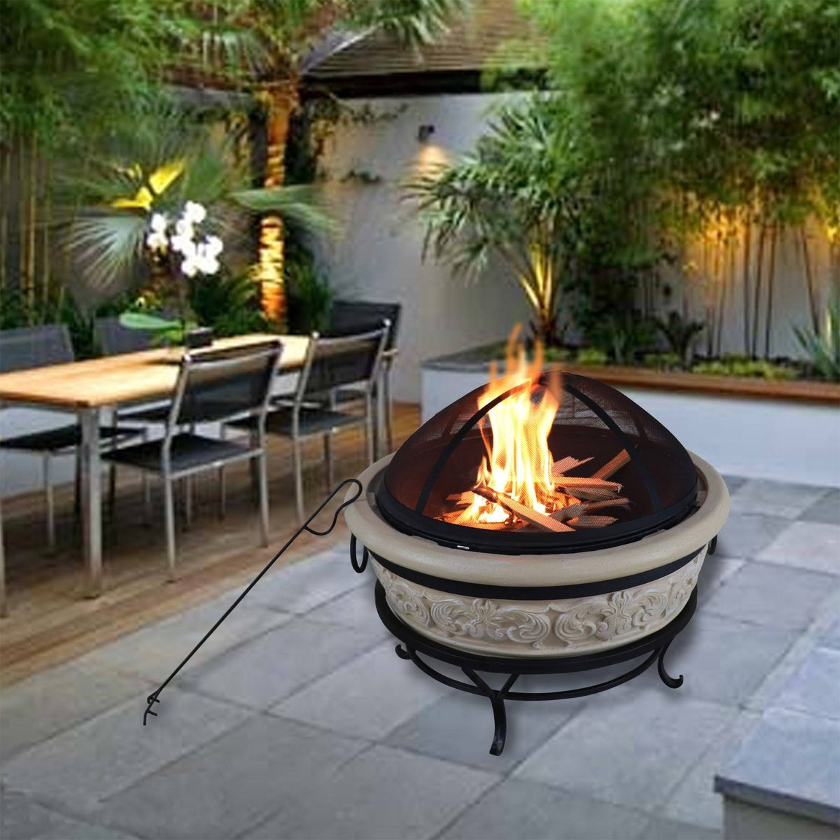 27 inch Round Wood Burning Fire Pit L90375