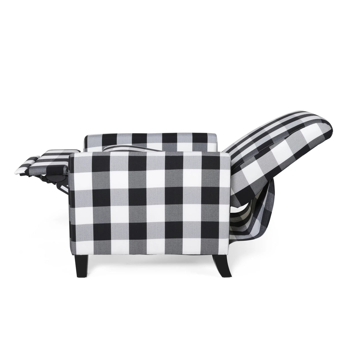Black Checkerboard Fabric Push Back Recliner R83238