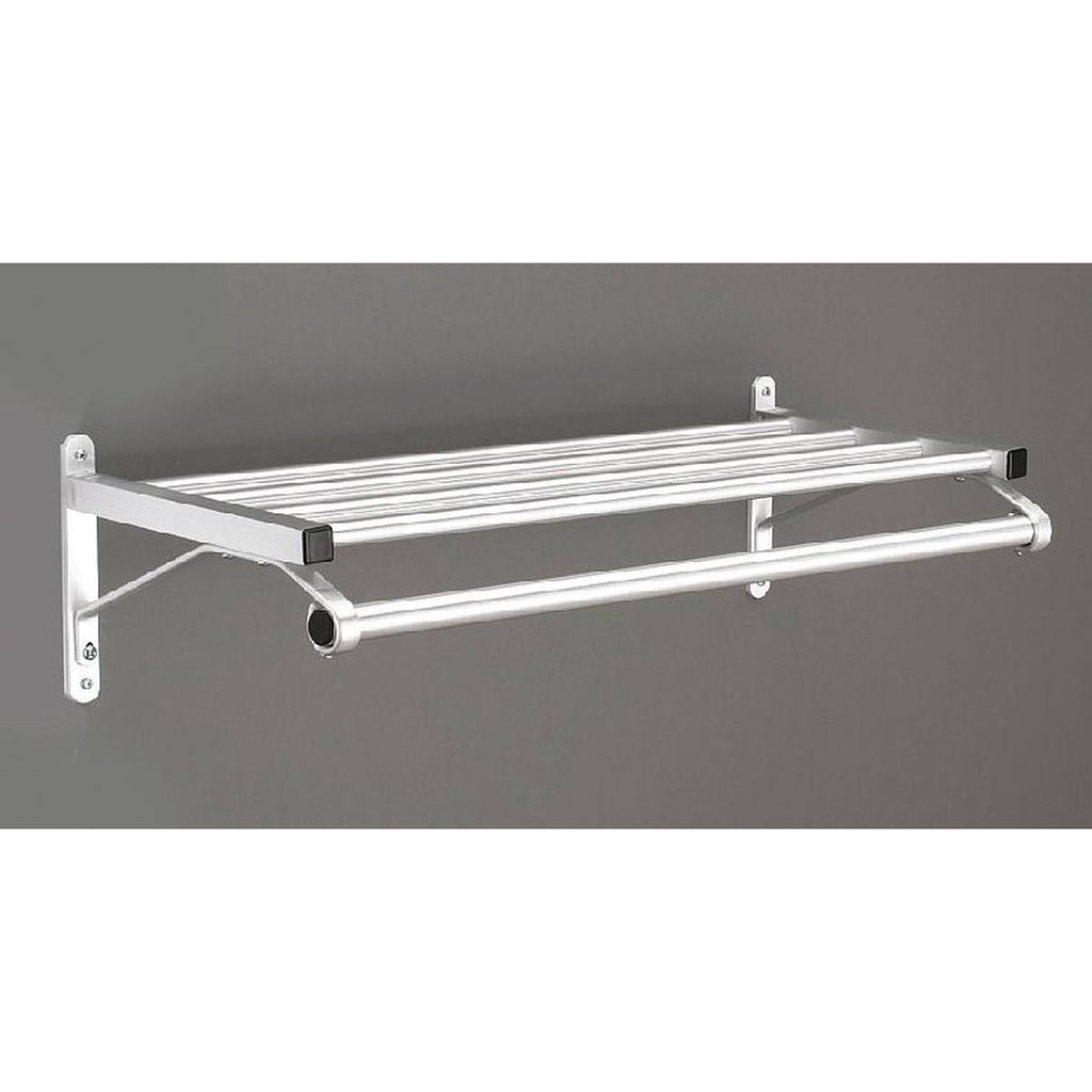 Satin Aluminum Coat Rack with 1 Shelf, 48 in W N880326