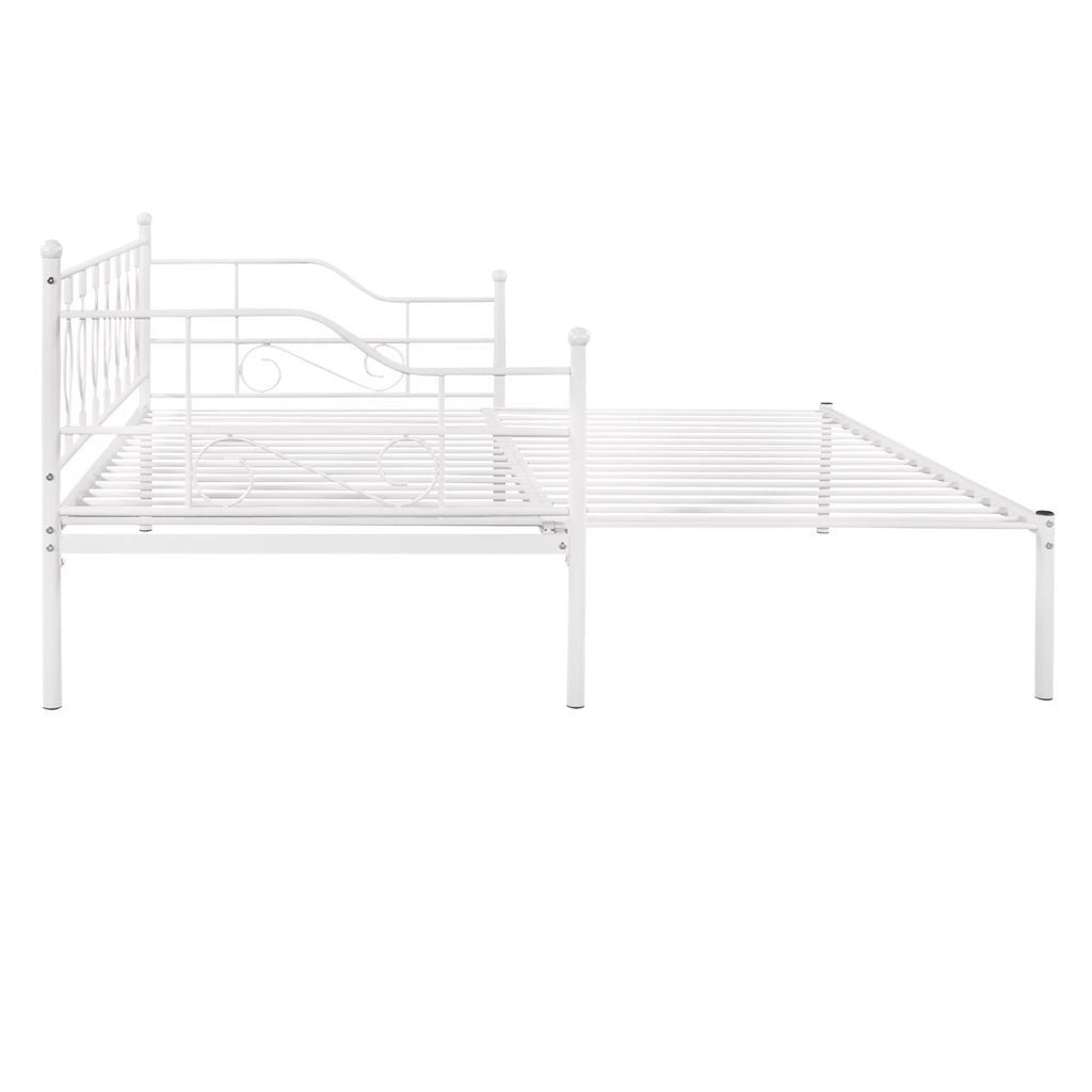 White Twin Size Metal Daybed with Trundle I331