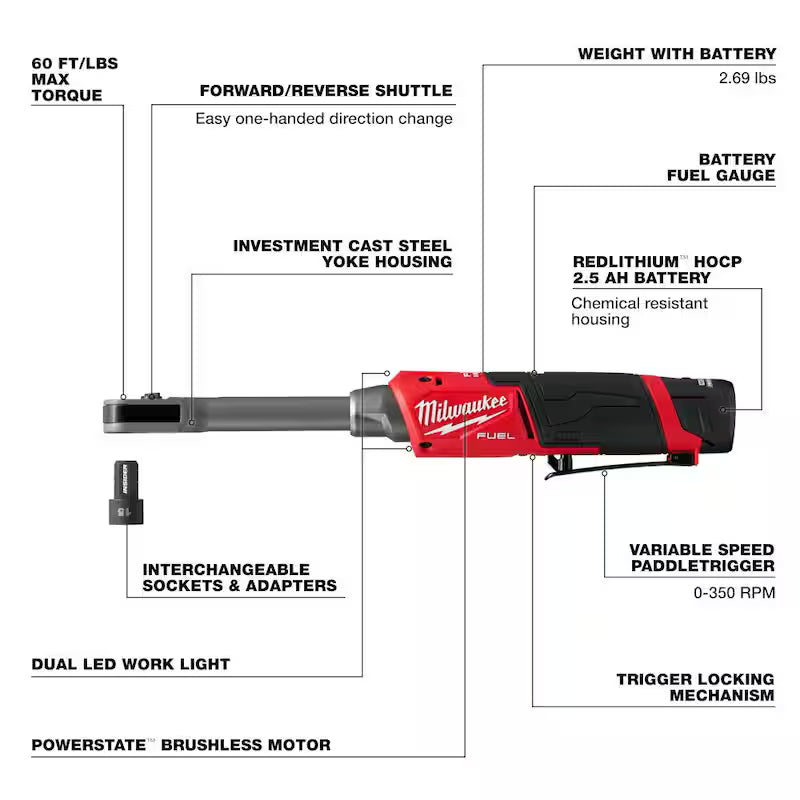 12V Lithium-Ion Brushless Cordless Extended Reach Ratchet Kit B618