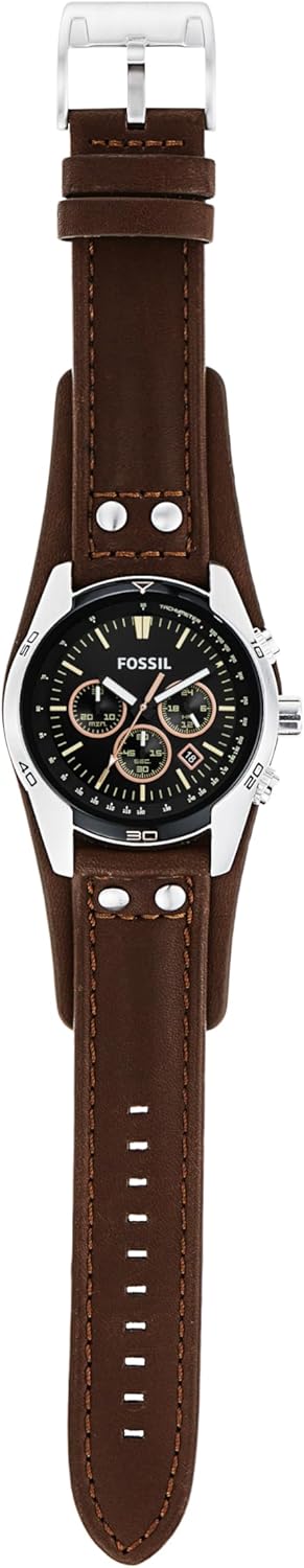 Silver Stainless Steel and Leather Chronograph Watch I66235