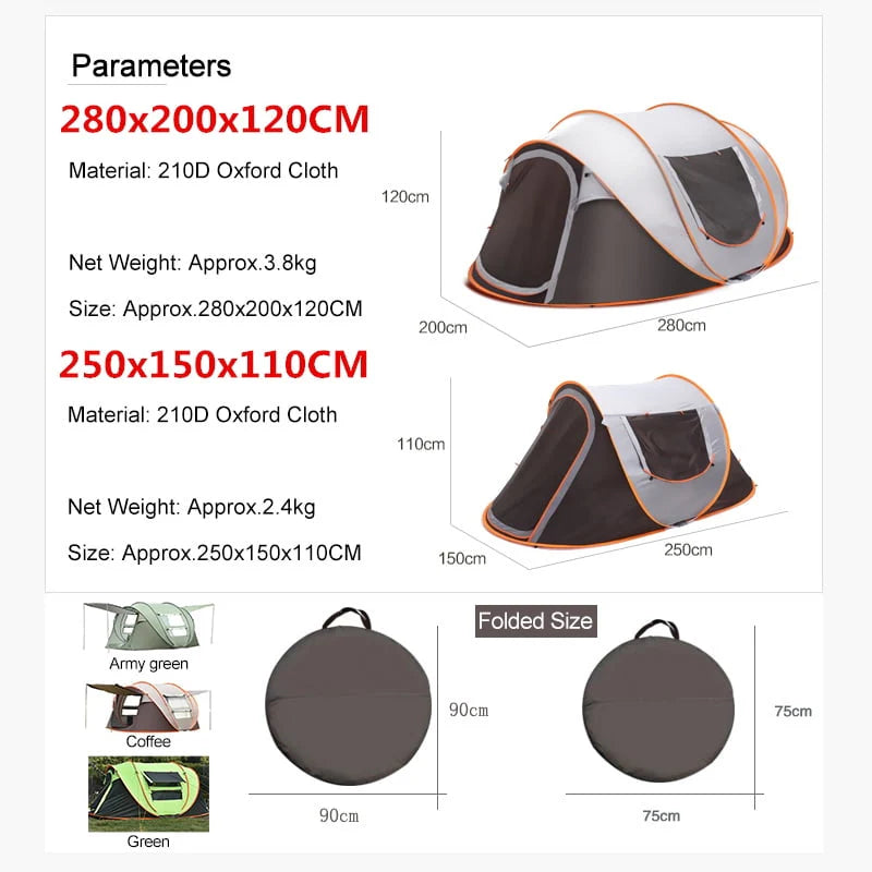 3 in 1 Waterproof Camping Tent with Carrying Bag K327