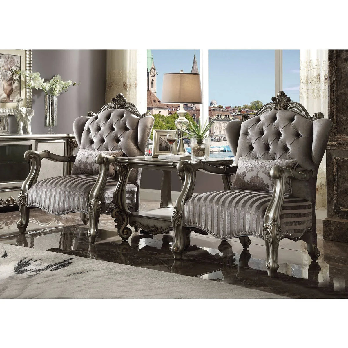 Antique Platinum End Table V429