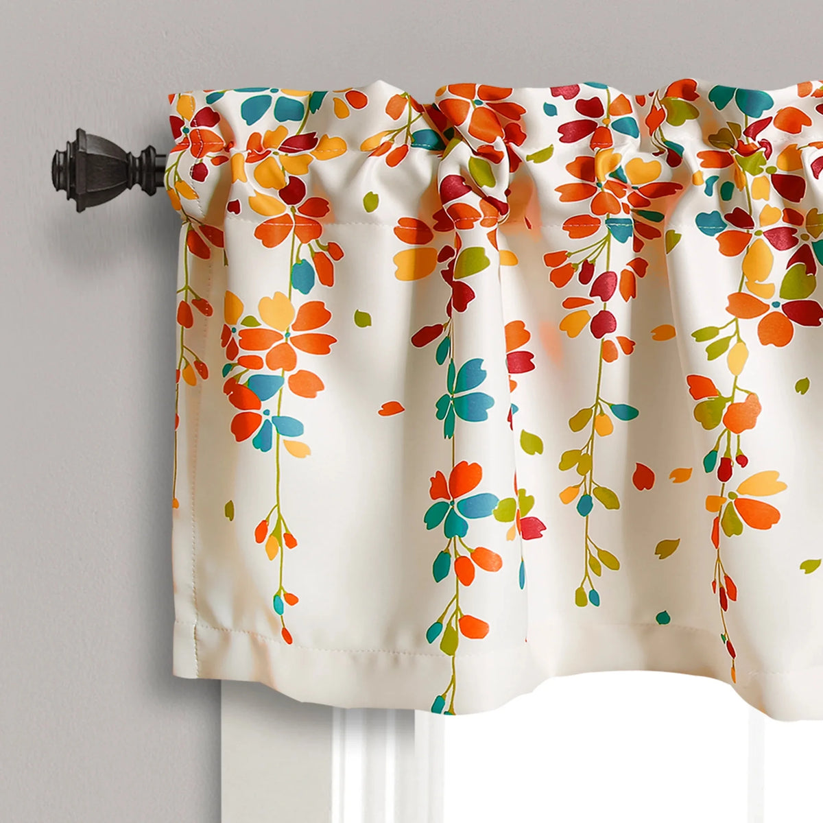 Floral Yellow Polyester Room Darkening Valance V66625