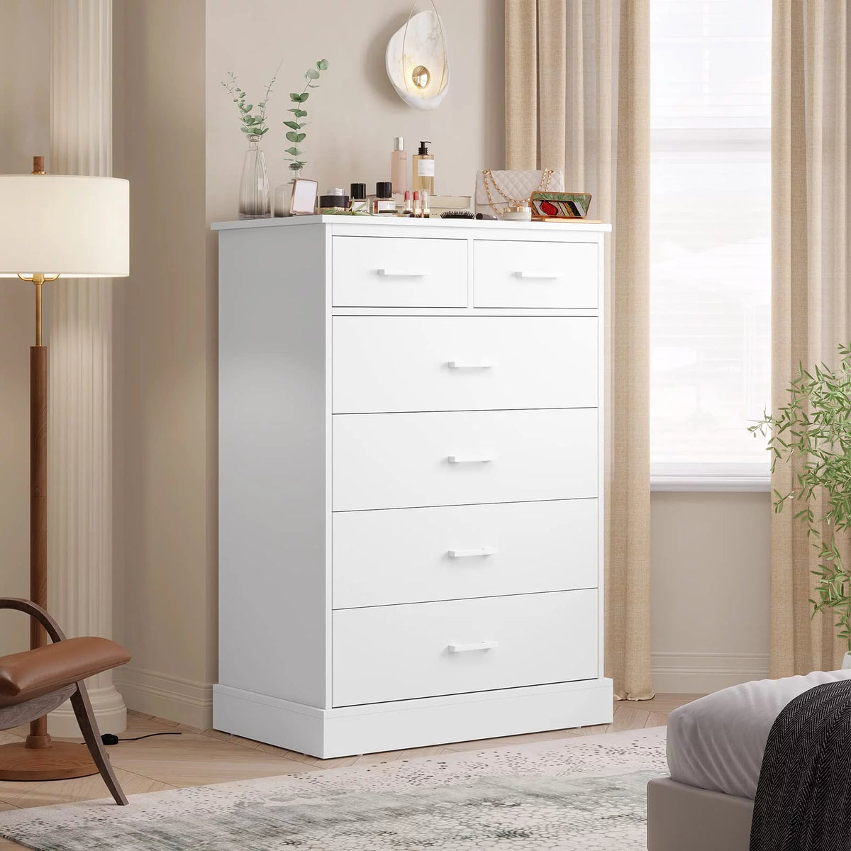 Black 6 Drawer Wood Dresser Q69714
