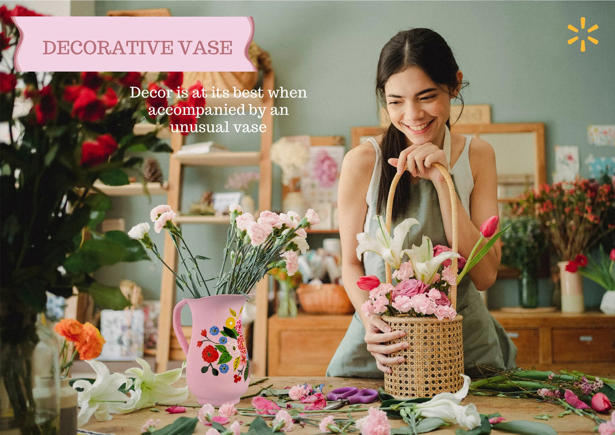 Hand-Painted Floral Stainless Steel Pink Water Pitcher K968582