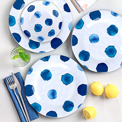 16 Pcs Melamine Dinnerware Set Plates Bowls Cups Unbreakable L3731