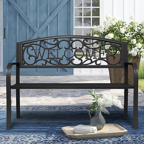 Weatherproof Heavy-Duty Wrought Iron Outdoor Bench C306