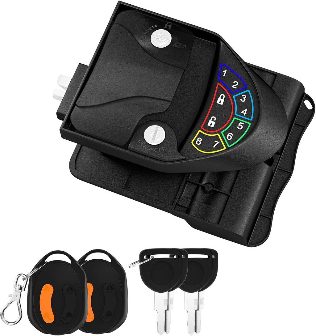 Metal RV Lock Keyless Entry with Deadbolt, Backlit Keypad, Wireless Fobs, Keys and Gasket I14677
