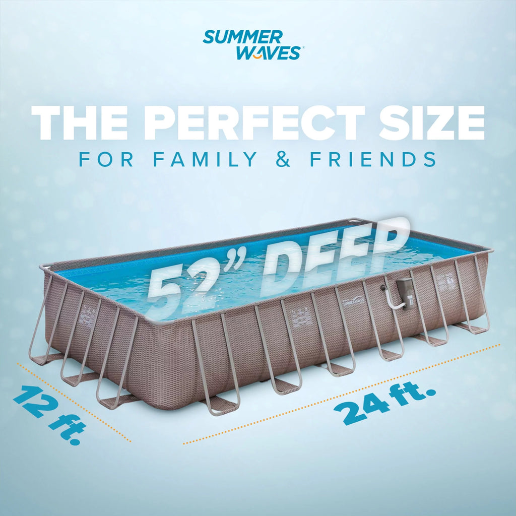 24 x 12 x 4.5' Rectangle Above Ground Frame Swimming Pool Set N8898
