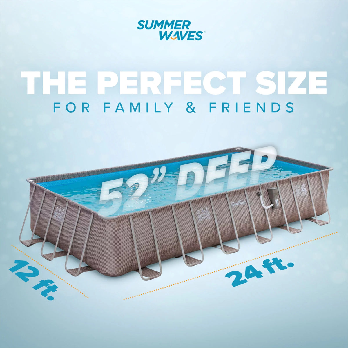 24 x 12 x 4.5' Rectangle Above Ground Frame Swimming Pool Set N8898