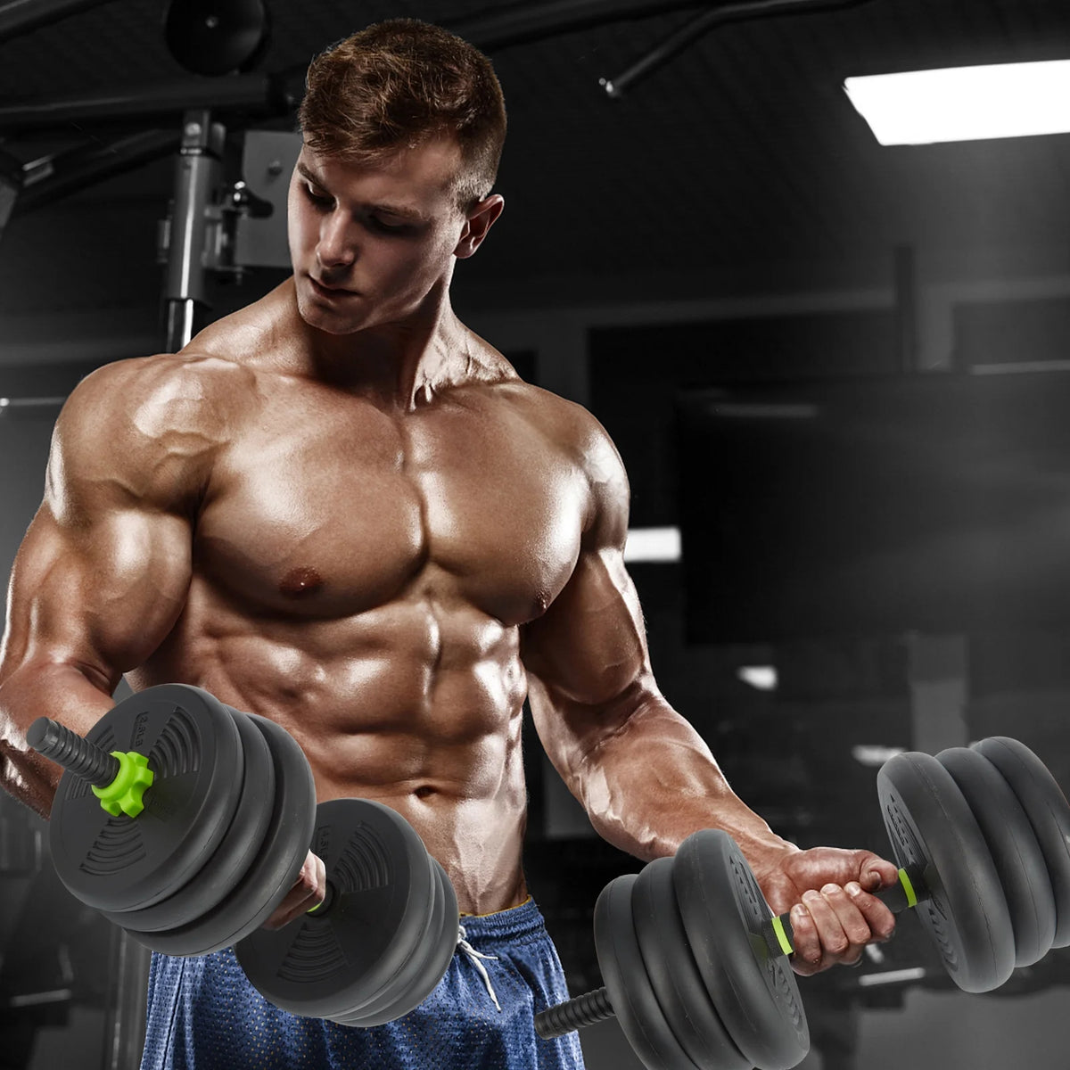 Adjustable 66LBS 88LBS 4 in1 Dumbbell Barbell Kettlebell Set K926