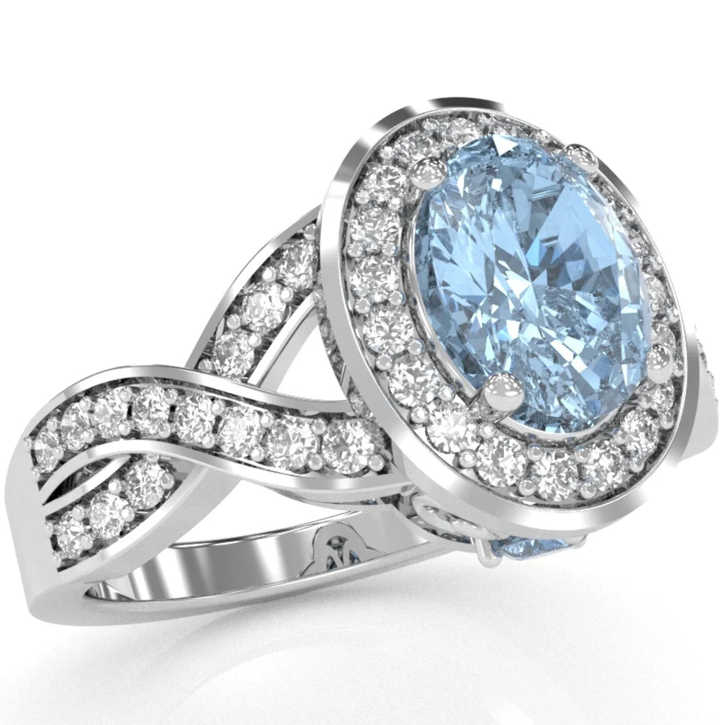 14k White Gold Aquamarine Diamond Engagement Ring H387663