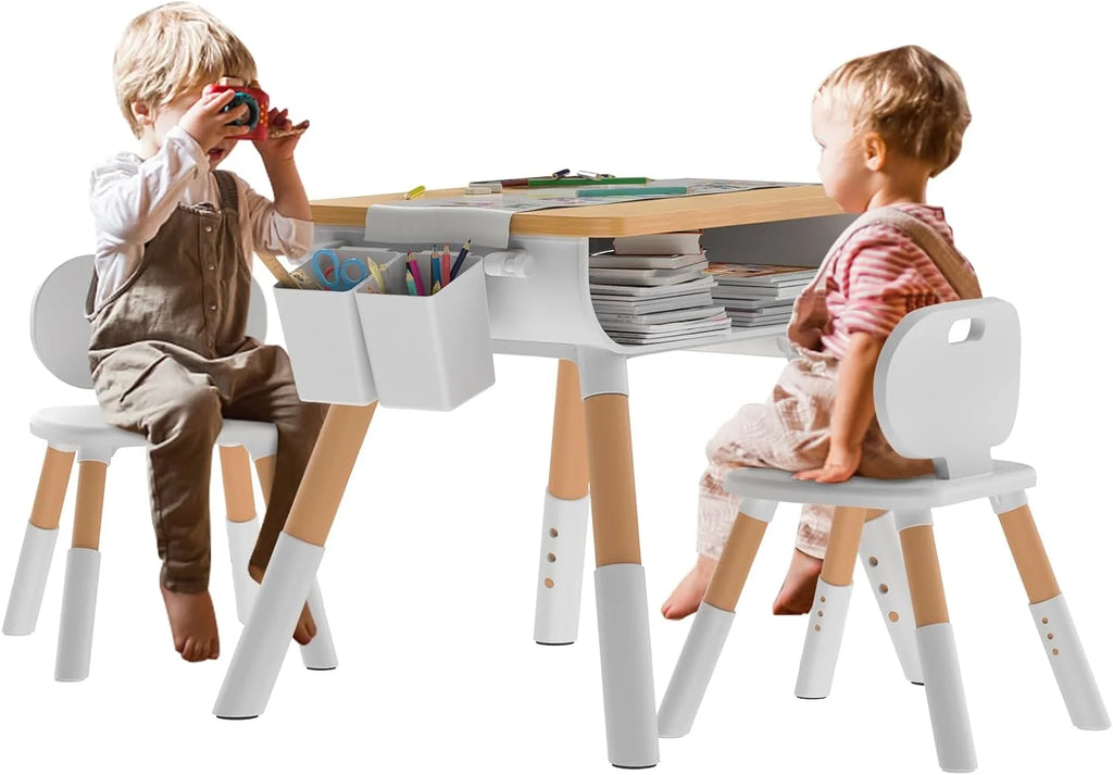 Kids Adjustable Height Wooden Table and Chair Set E3979