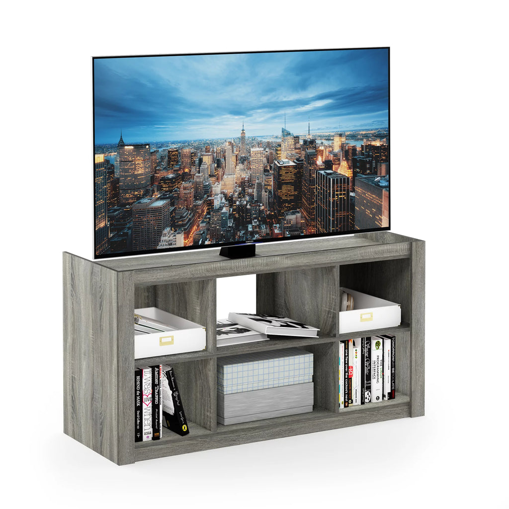 French Oak Grey TV Stand Bookshelves S7889