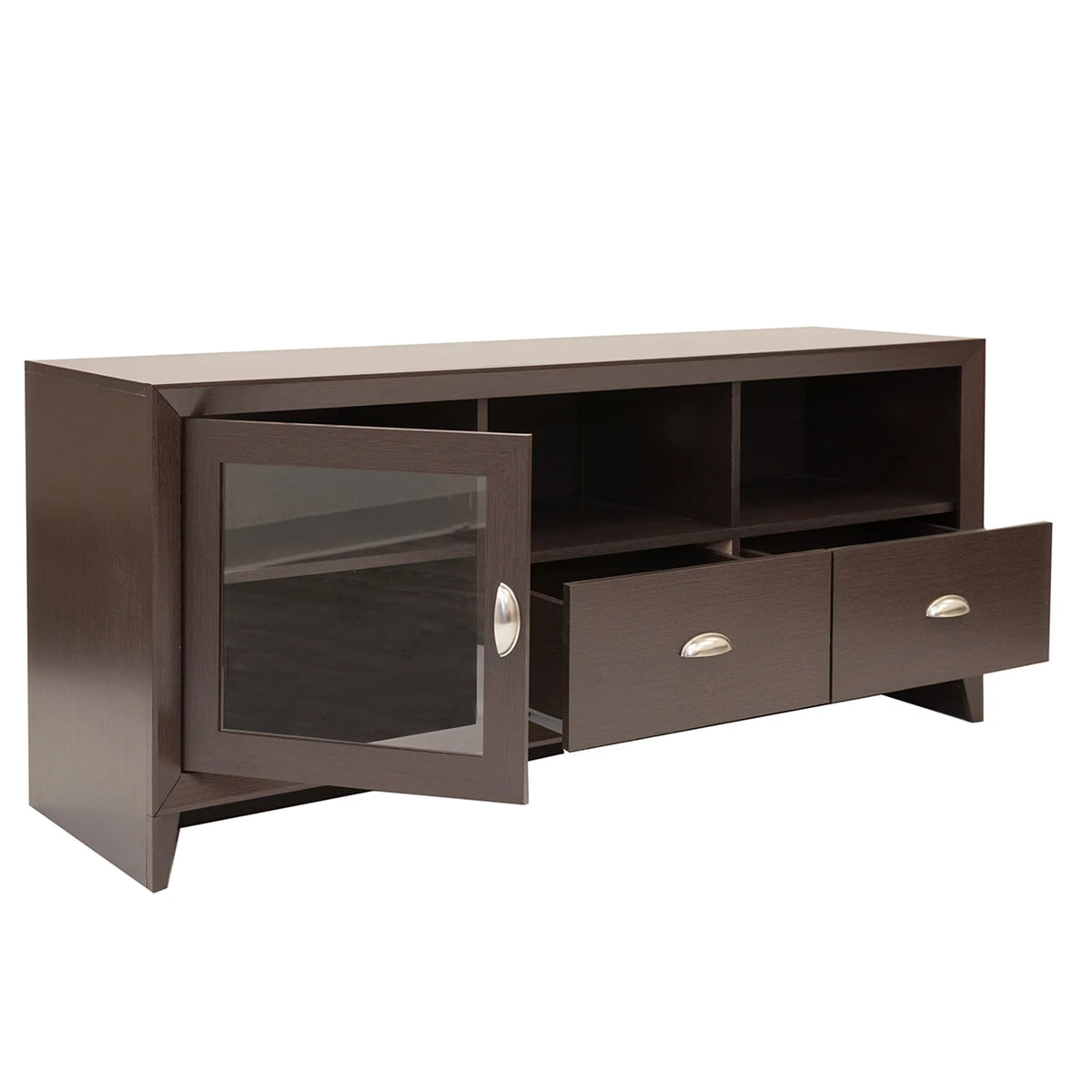 55" Modern TV Stand with Storage, Wenge Brown C1171