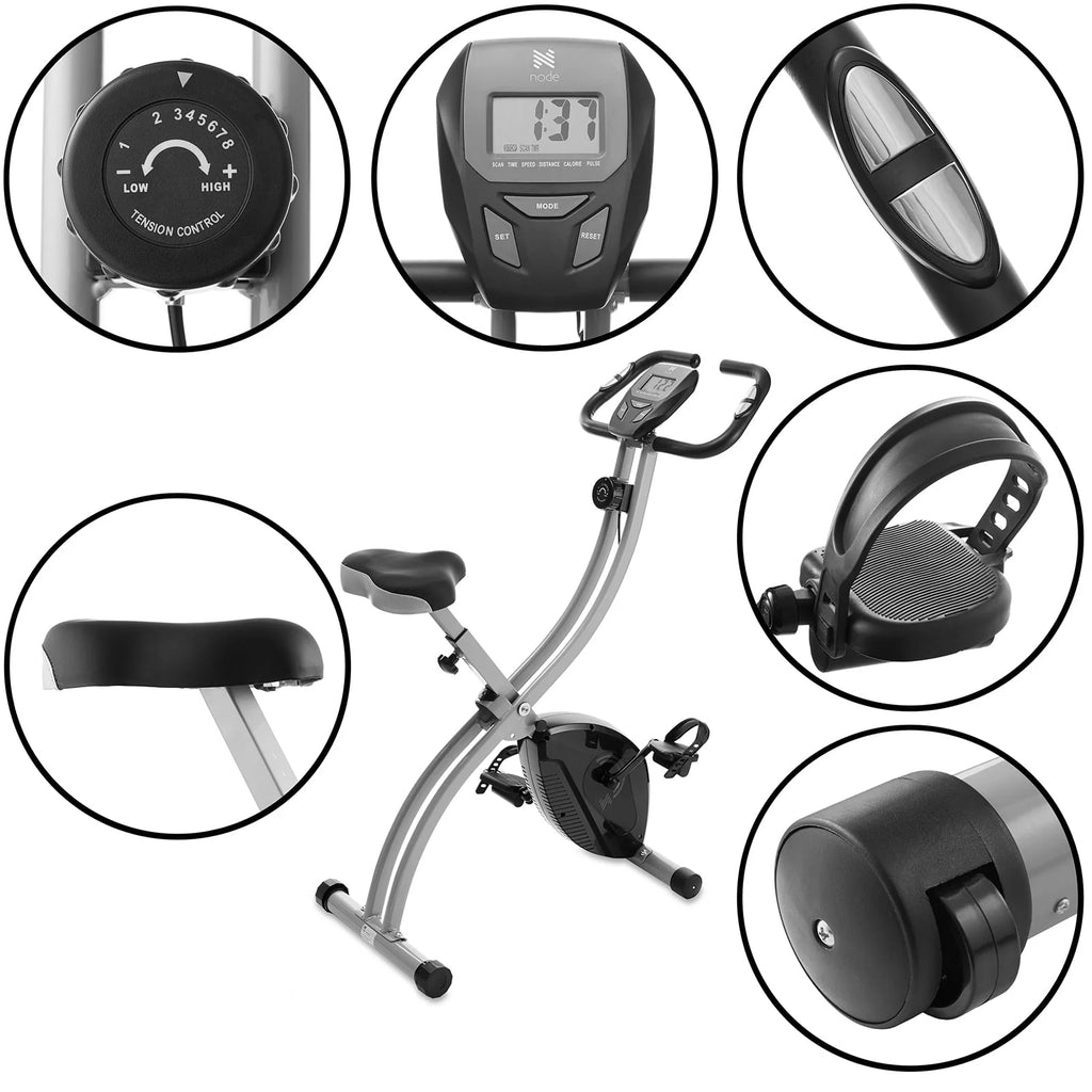Folding Upright Stationary Exercise Bike with Magnetic Resistance H192264