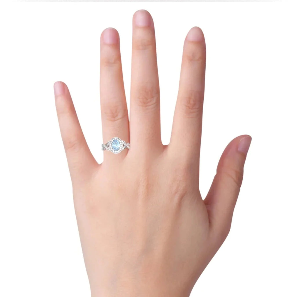 14k White Gold Aquamarine Diamond Engagement Ring H387663