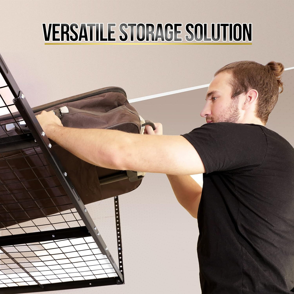 Overhead Garage Shelving Storage Rack, Adjustable 3’ x 6’, Heavy Duty Mounted Storage Shelves with 4 Flat Hooks E88559