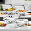 8 Quart Stainless Steel Chafer Buffet Set - 4 Pack X8197