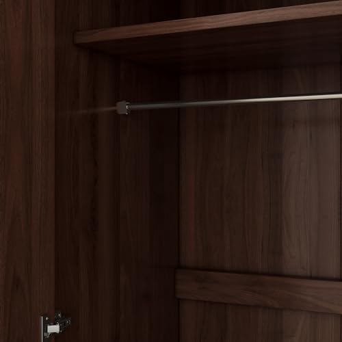 Brown Wooden Armoire Closet with 3-Shelves and Hanging Rail E972946