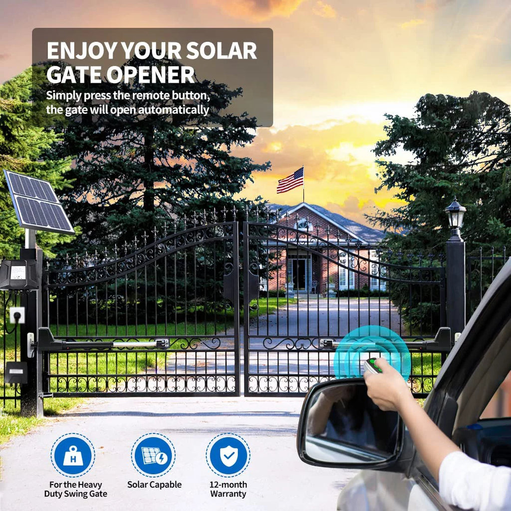 Solar Dual Swing Gate Opener Heavy Duty Automatic Gate Motor S45321