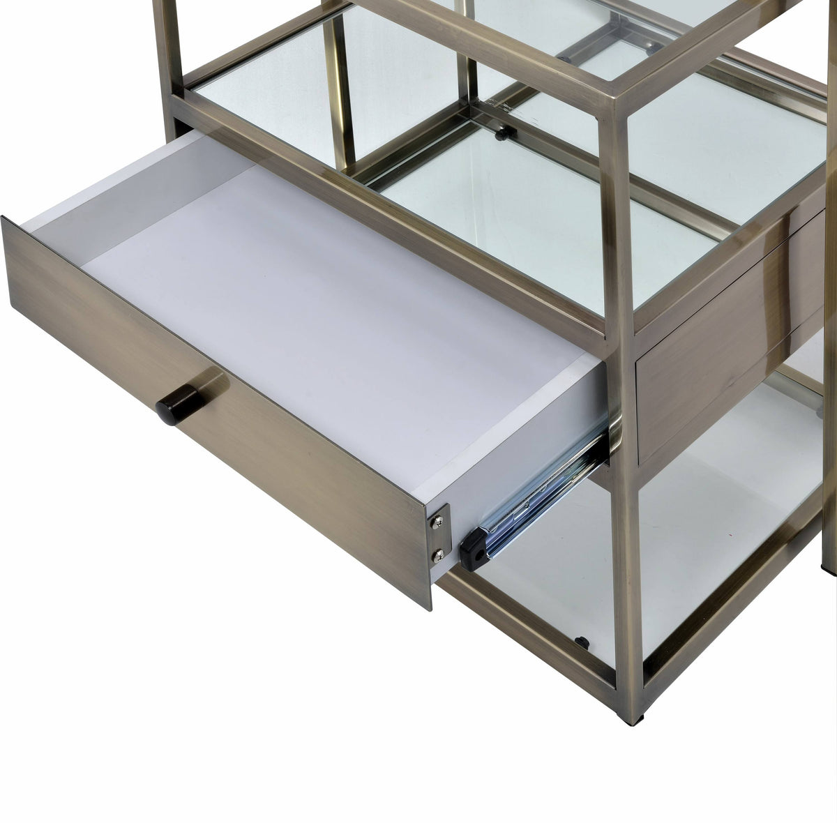 2 Piece Nesting Tables Set Antique Brass Clear Glass W1526