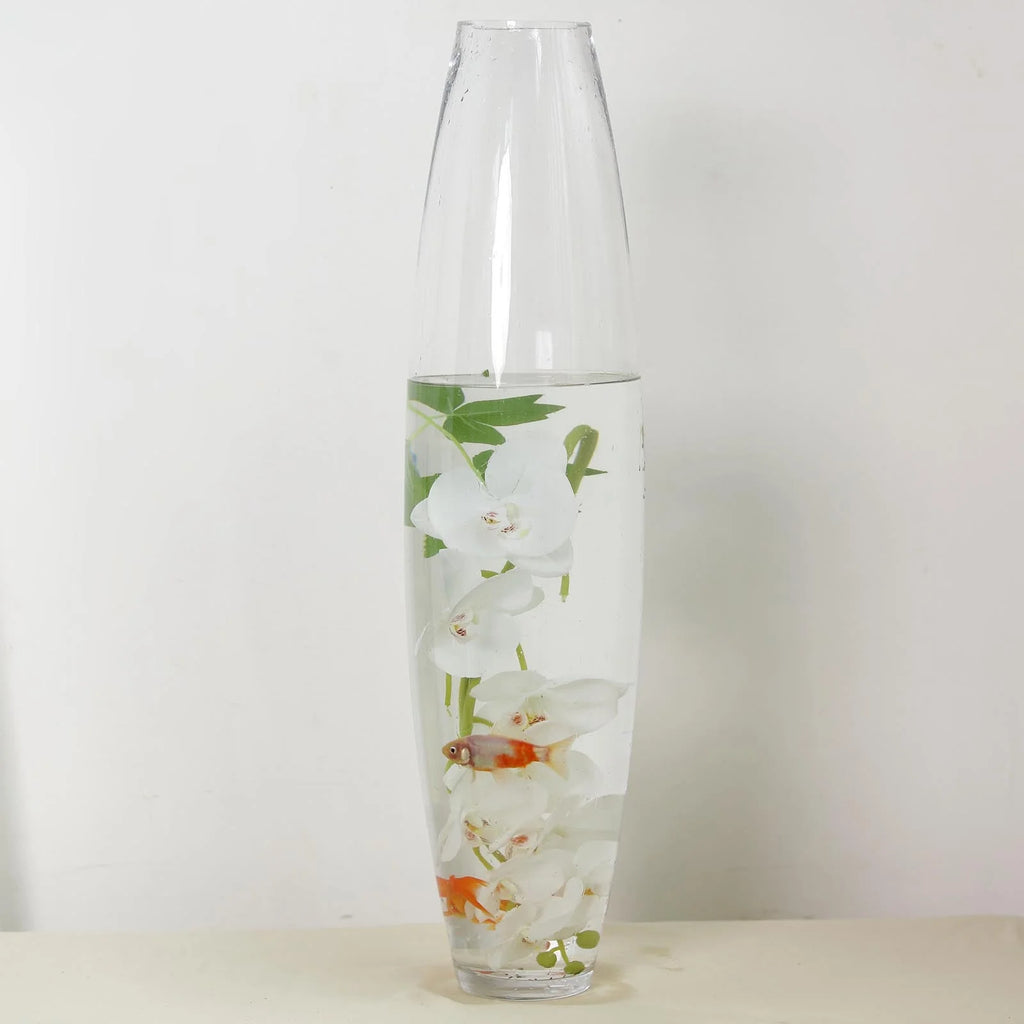 31" Tall Tapered Cylinder Glass Vase Clear O366