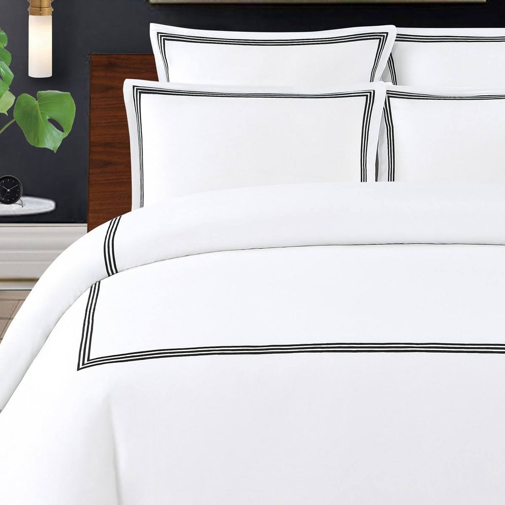 Navy Cotton Sateen 3-Piece Duvet Cover Set O954
