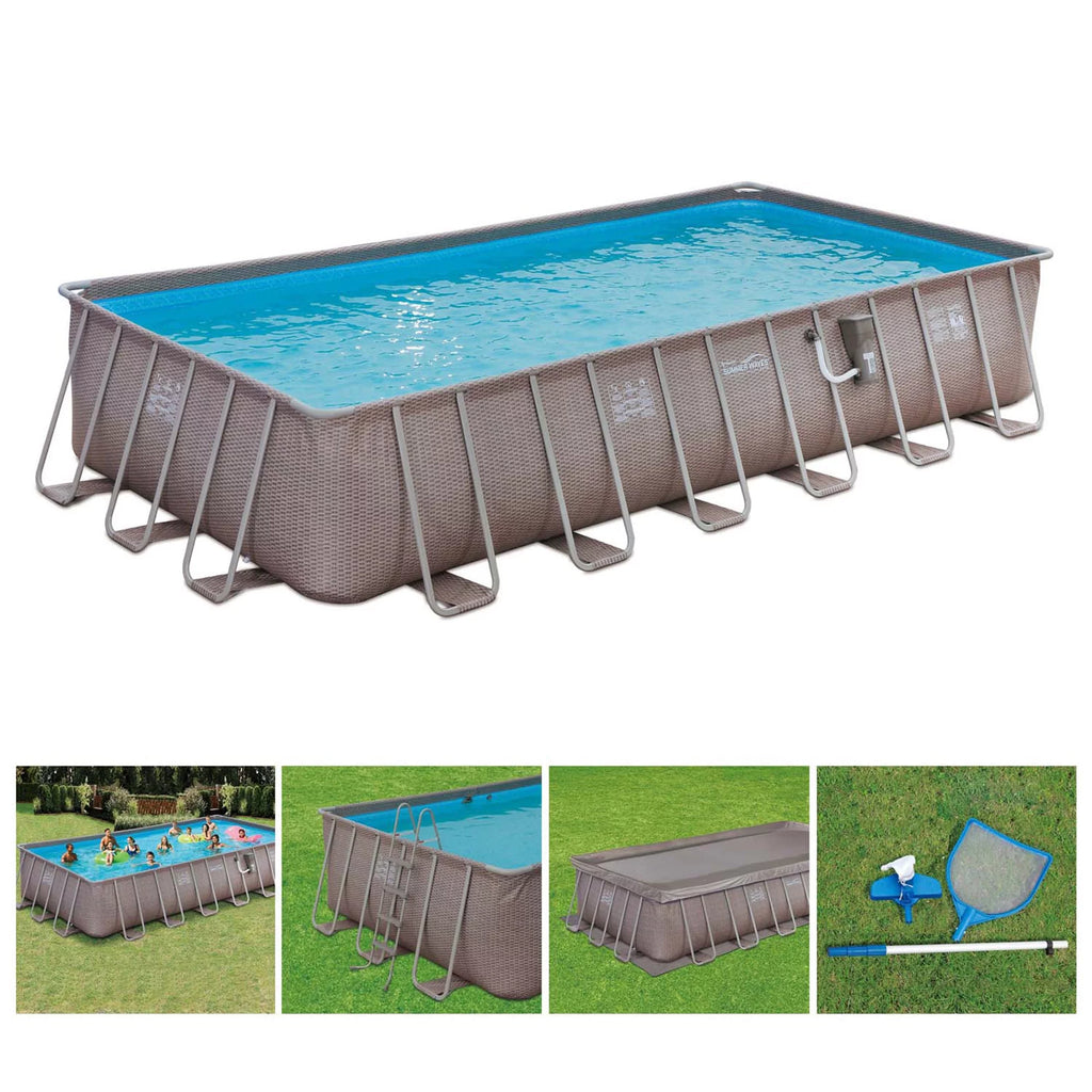 24 x 12 x 4.5' Rectangle Above Ground Frame Swimming Pool Set N8898