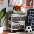 Walnut Brown and White Wood 2-Basket Storage Unit P84734