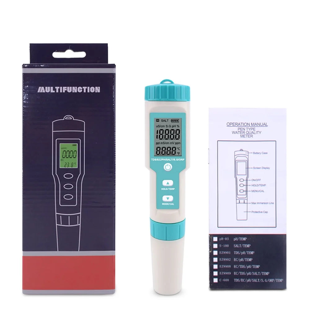 Salinity Monitor, 7 In 1 Pocket Water Quality Tester A386