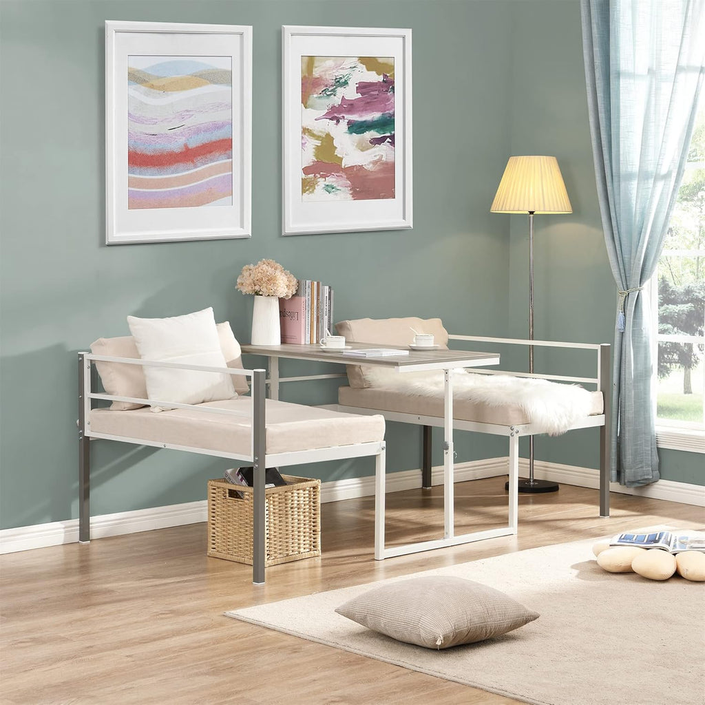 White Twin Metal Daybed with Built-in Desk B517168