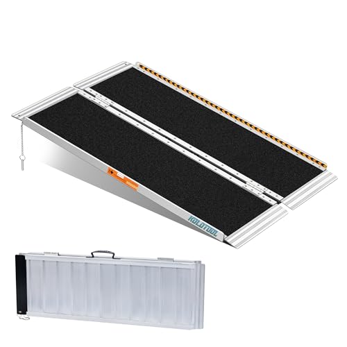 Black 6FT 800 lbs Aluminum Folding Wheelchair Ramp J881