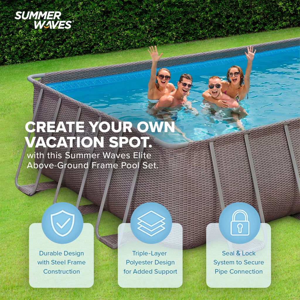 24 x 12 x 4.5' Rectangle Above Ground Frame Swimming Pool Set N8898