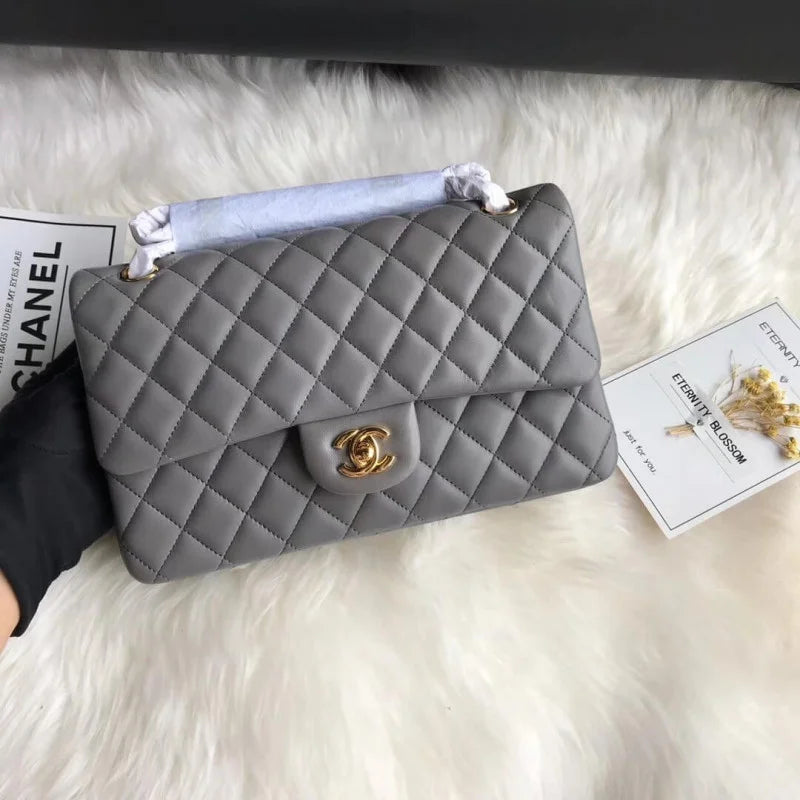 Grey Lambskin Leather Flap Bag C741032